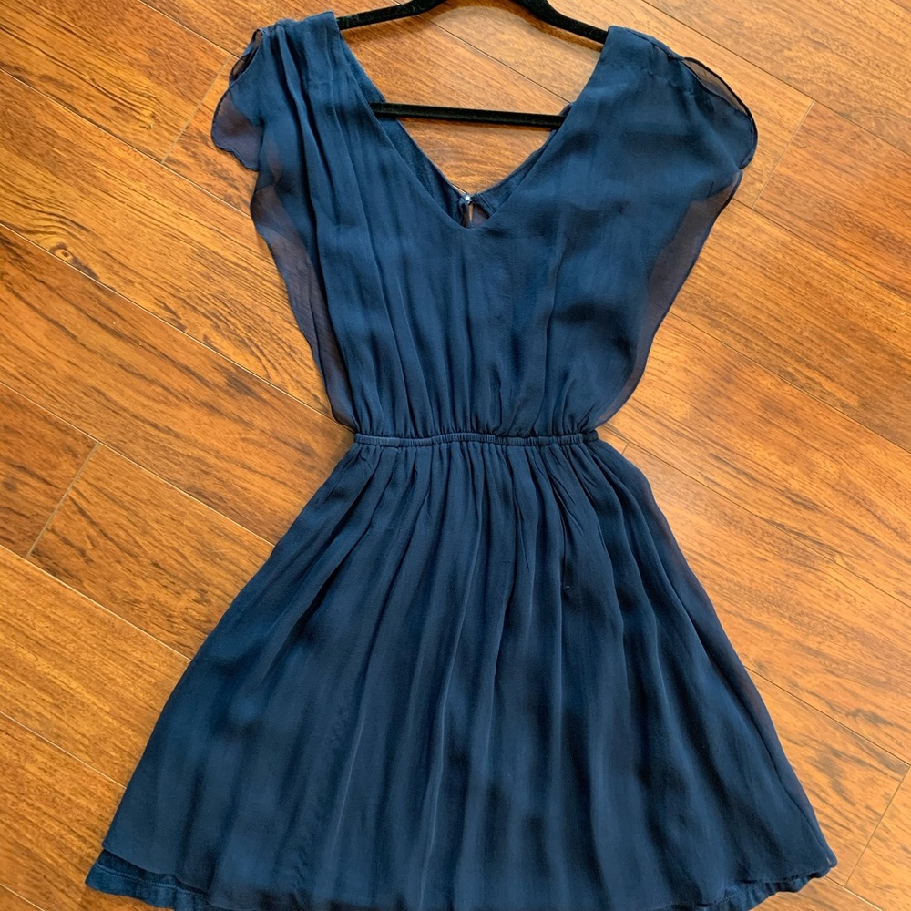 Alice + Olivia Navy Butterfly Sleeve Dress
